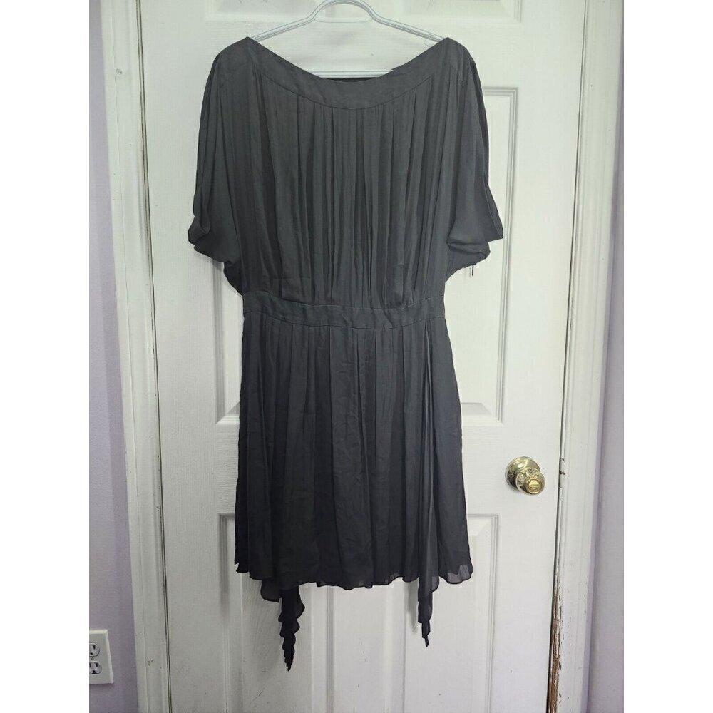 Nina Ricci Black Silk/Linen Sleeveless Knee-Length Pleated Dress FR 40/US 8